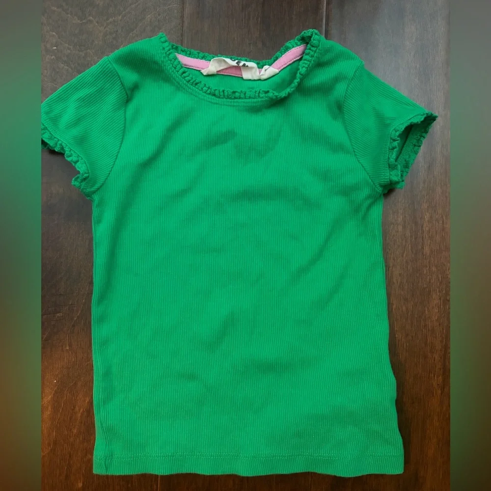 Mini Boden Bright Green Ribbed Short-Sleeve Top